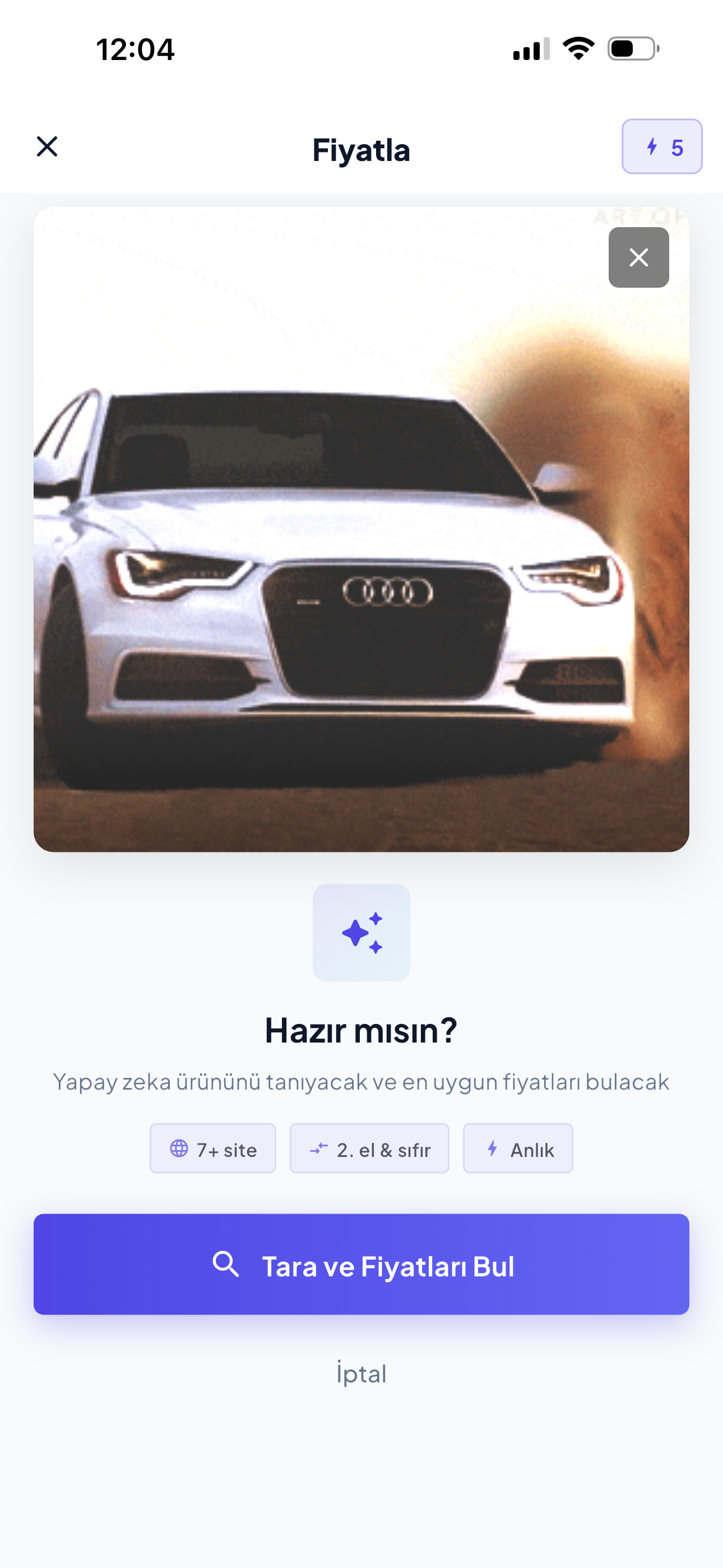 Fiyatla ürün tarama ekranı